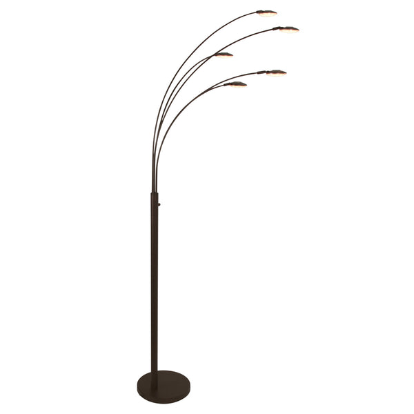 5-lichts vloerlamp synna 1327ca – cacao kleurige led booglamp met dimfunctie