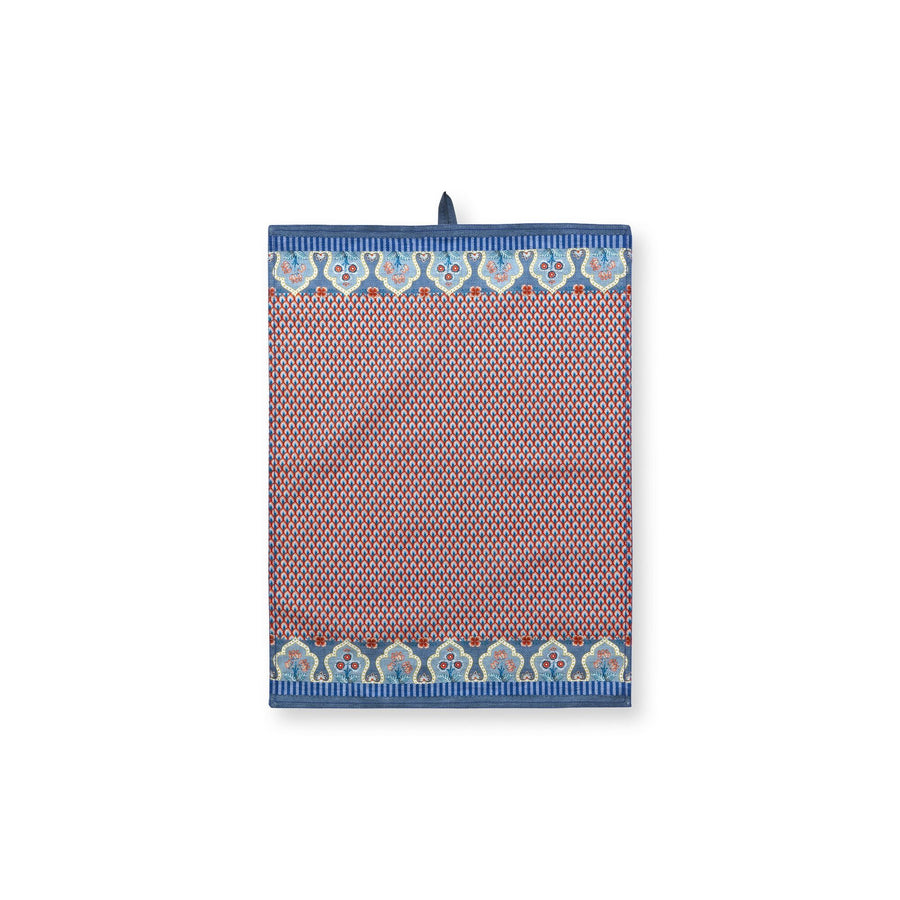 Tea Towel Flower Festival Blue-Red 50x70cm