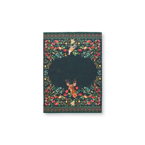 Tea towel winter wonderland deer all over dark blue 50x70cm