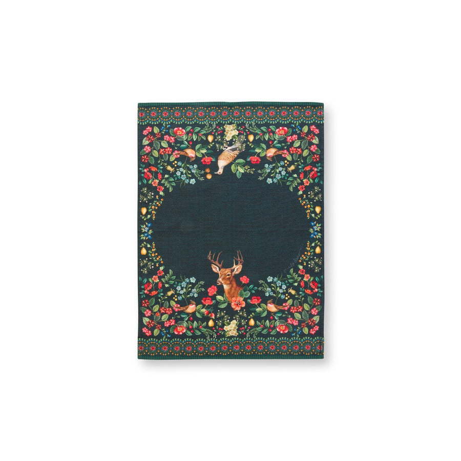 Tea towel winter wonderland deer all over dark blue 50x70cm