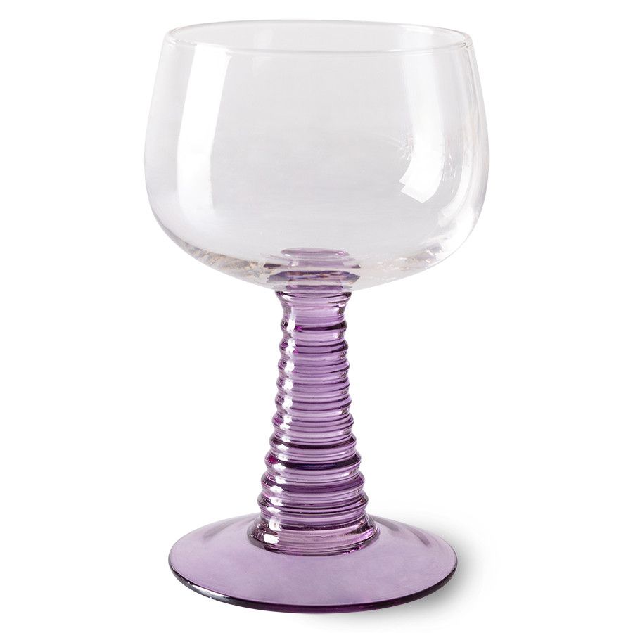 Swirl wine glass high, purple