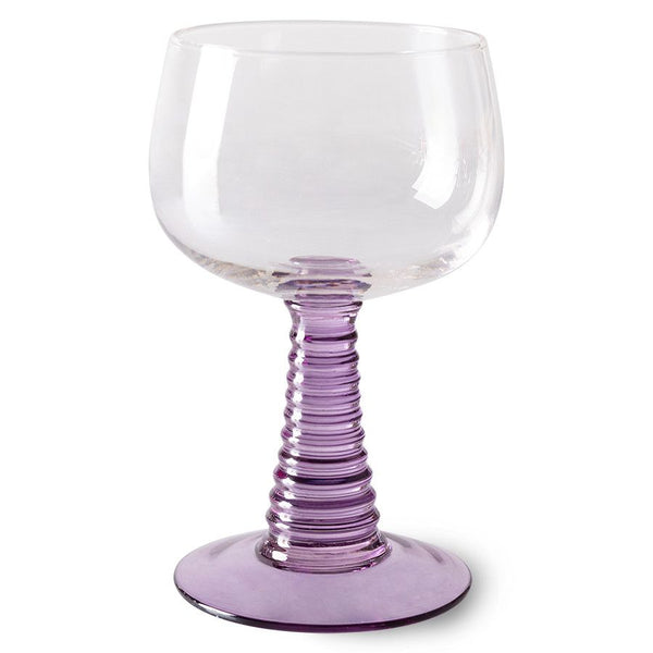 Swirl wine glass high, purple