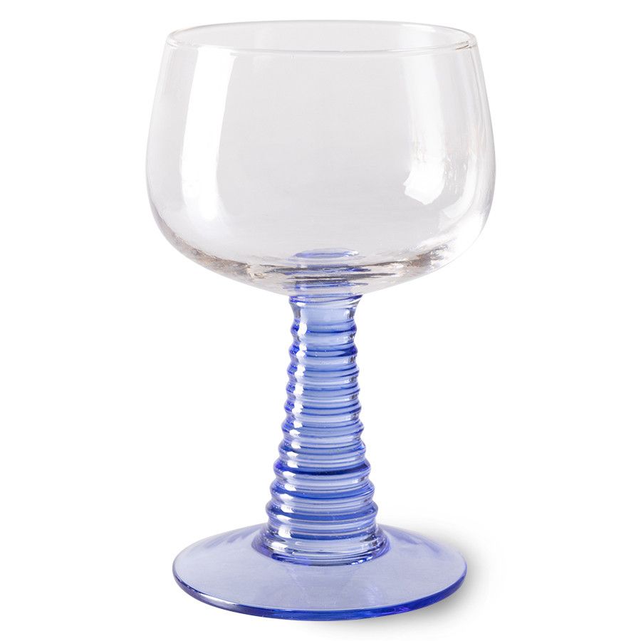 Swirl wine glass high, blue