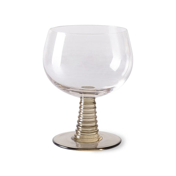 Swirl wine glass low, green