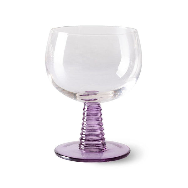 Swirl wine glass low, purple