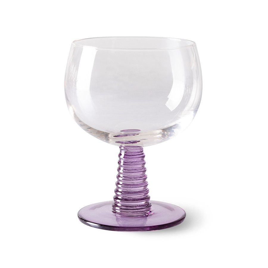 Swirl wine glass low, purple