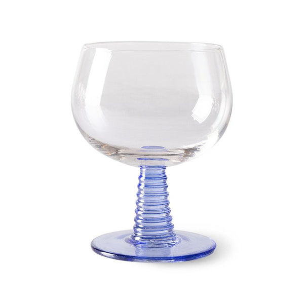Swirl wine glass low, blue