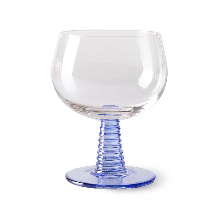 Swirl wine glass low, blue