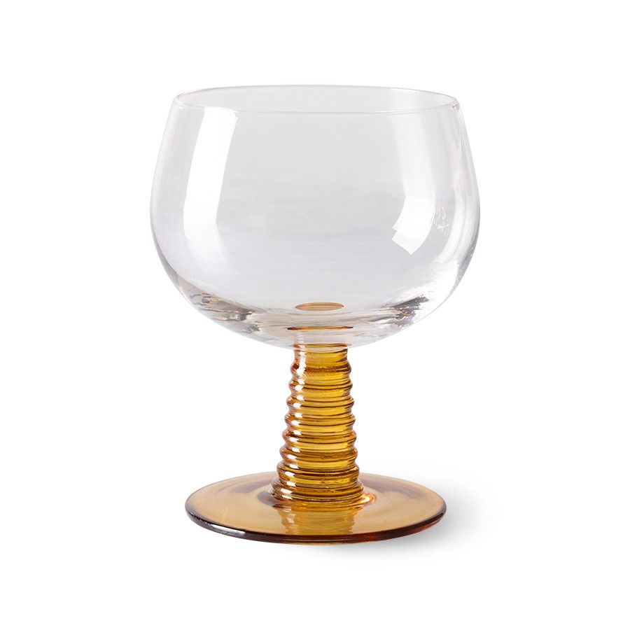 Swirl wine glass low, ochre