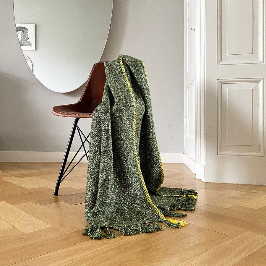 Malagoon plaid mélange - olijfgroen - 125x150cm