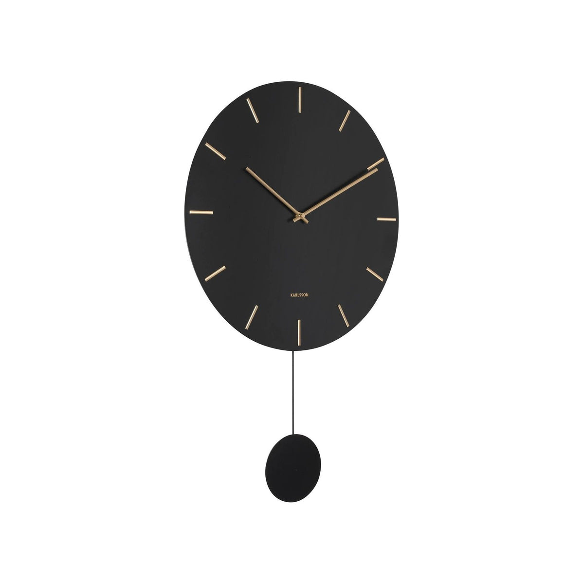 Wall clock Impressive pendulum black w. gold