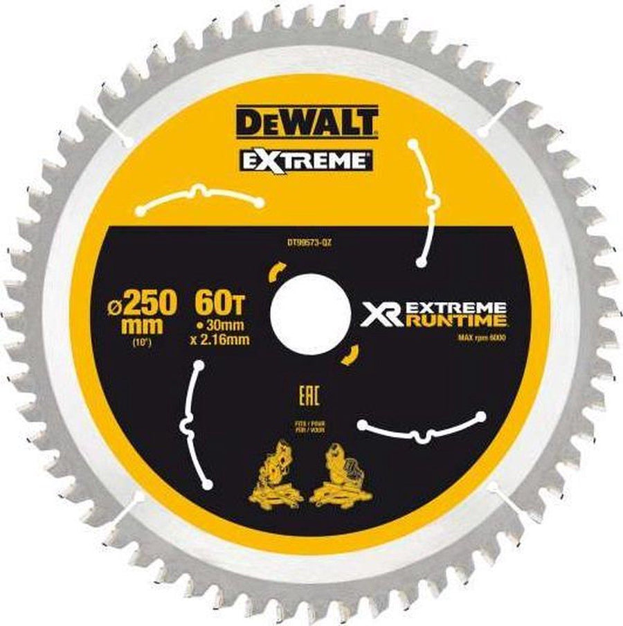 DT99573-QZ Xtreme Runtime 250mm x 30mm 60T CSB