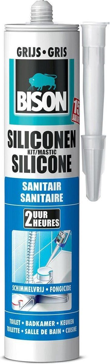 Siliconenkit sanitair 300 ml koker grijs