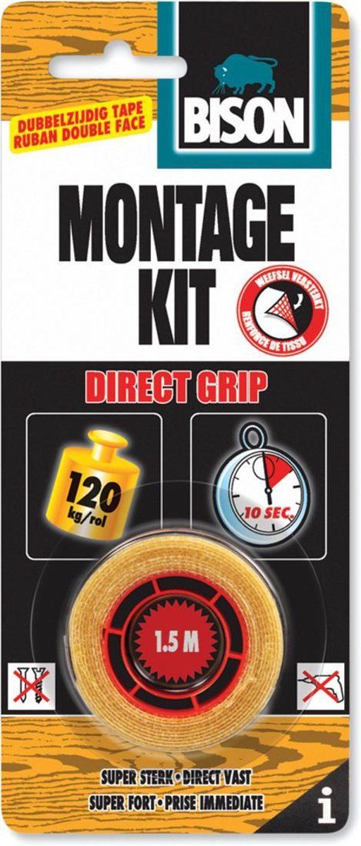 Montagekit tape direct grip 1,5 m kaart