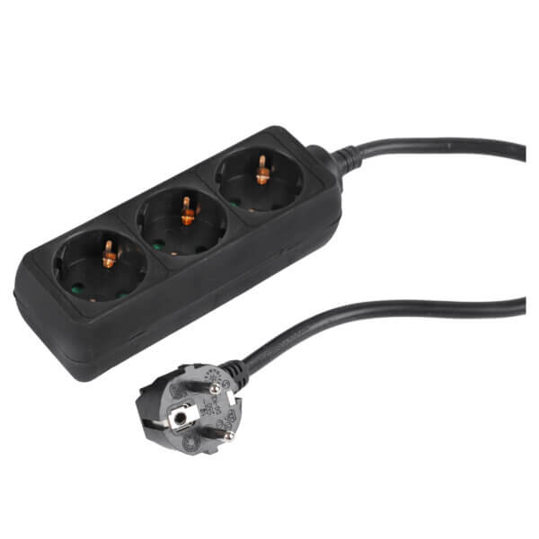 Ql stekkerd 3v ra 3x1.5mm 3m zwart