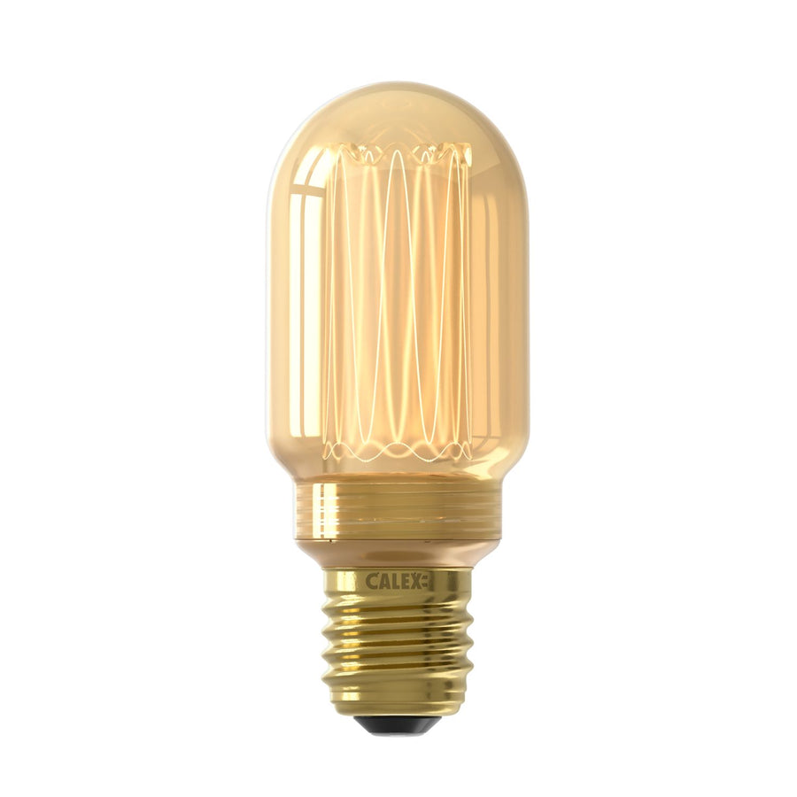 Led Glassfiber Tubular Lamp T45 220-240V 3,5W E27 120lm 1800K Gold, dimmable, energy label A