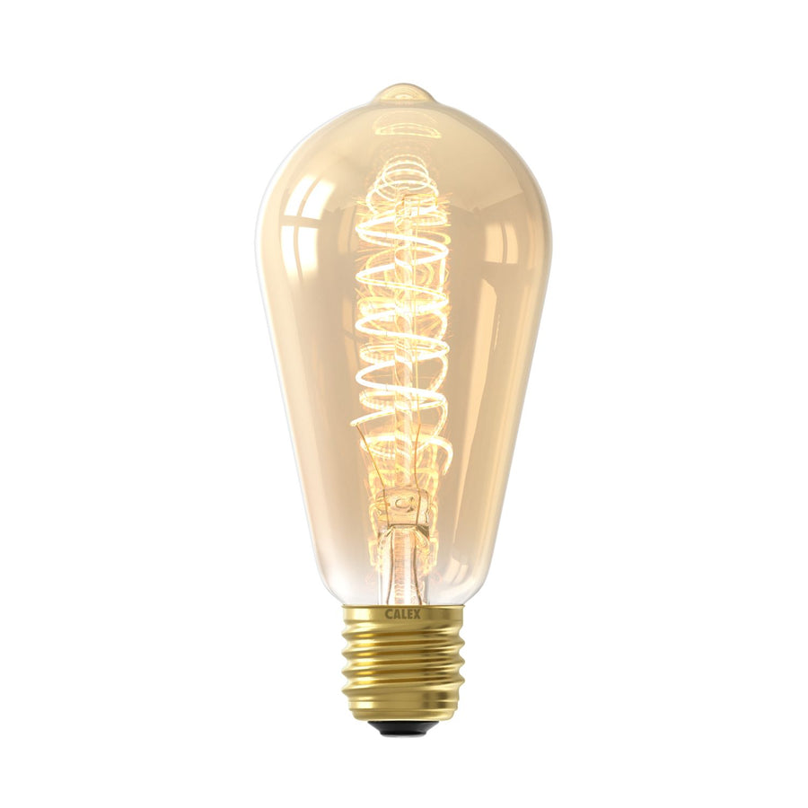 LED volglas Flex Filament Rustieklamp 220-240V 3.8W 250lm E27 ST64, Goud 2100K Dimbaar