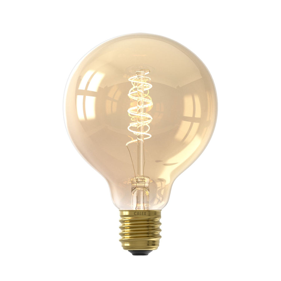 LED volglas Flex Filament Globelamp 220-240V 3.8W 250lm E27 G95, Goud 2100K Dimbaar