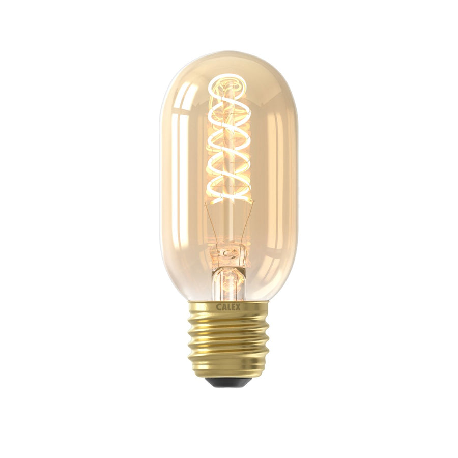 LED volglas Flex Filament buismodel lamp 220-240V 3.8W 250lm E27 T45x110, Goud 2100K Dimbaar