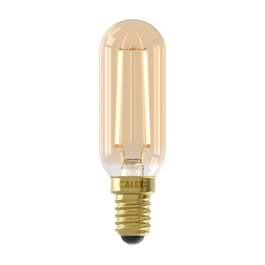 LED volglas Filament Buismodel 220-240V 3,5W 250lm E14 T25x85, Goud 2100K Dimbaar