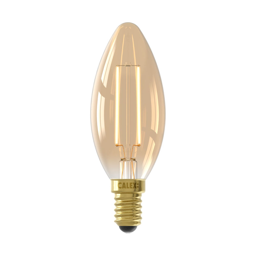 LED volglas Filament Kaarslamp 220-240V 3,5W 250lm E14 B35, Goud 2100K CRI80 Dimbaar