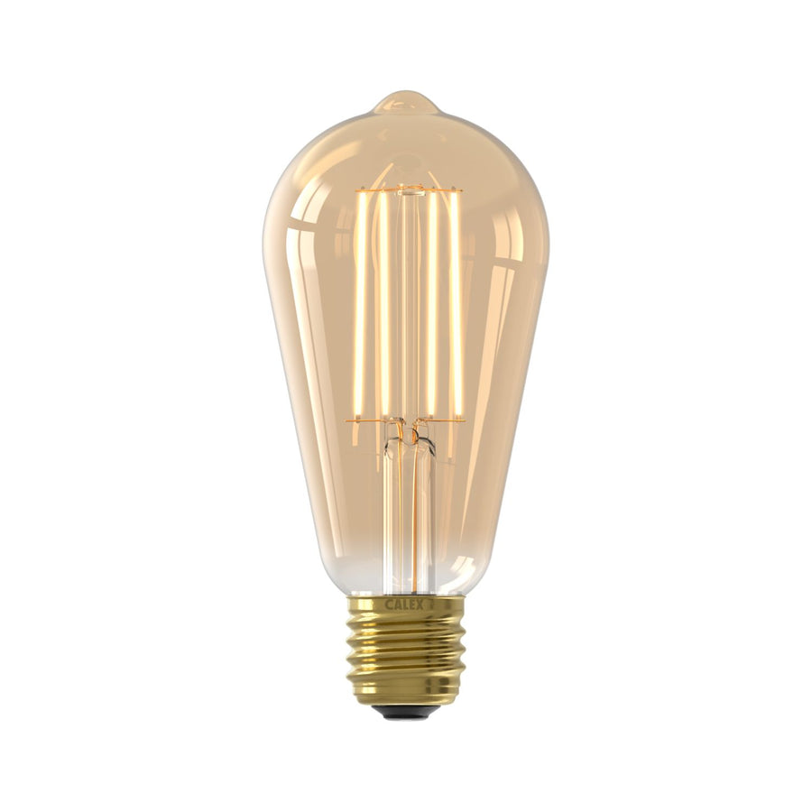 LED volglas LangFilament Rustieklamp 220-240V 4.5W 470lm E27 ST64, Goud 2100K Dimbaar