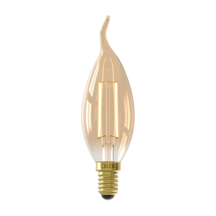 LED volglas Filament Tip-Kaarslamp 220-240V 3,5W 250lm E14 BXS35, Goud 2100K CRI80 Dimbaar