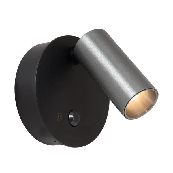 Lucide TONI oplaadbare LED-wandspot met dimfunctie en bewegingssensor Ø 8,1 cm, 2 W, 2700–4000 K, ijzergrijs