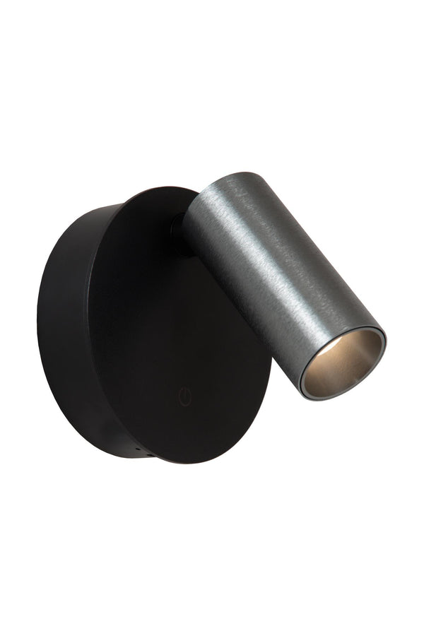 Lucide TONI oplaadbare LED-wandspot met dimfunctie, Ø 8,1 cm, 2 W, 2700–4000 K, ijzergrijs