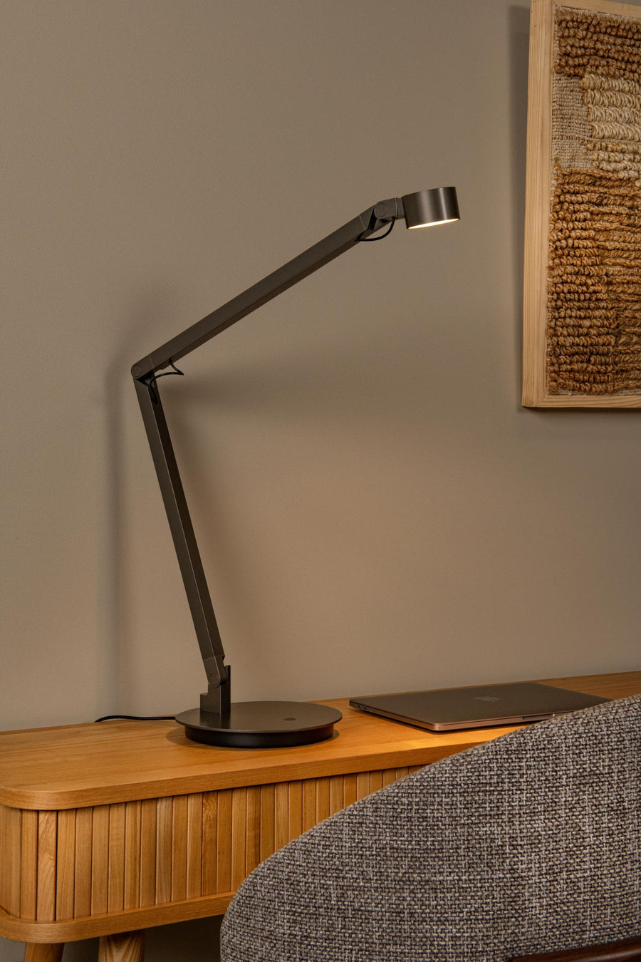 Lucide OGDEN dimbare LED-bureaulamp met 3 dimstanden, 7 W, ijzergrijs