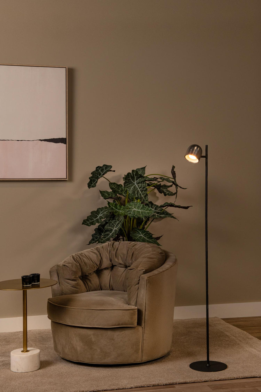 Lucide SKANSKA RECH oplaadbare LED-vloerlamp voor binnen en buiten met dimfunctie, Ø 23 cm, 3 W, IP44, ijzergrijs