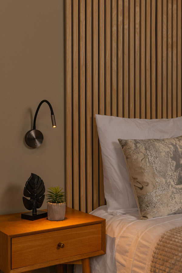 Lucide ASJA oplaadbare LED-wandspot met 3 dimstanden, 3 W, ijzergrijs