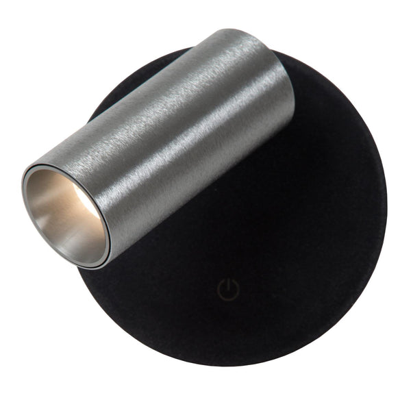 Lucide TONI oplaadbare LED-wandspot met dimfunctie, Ø 8,1 cm, 2 W, 2700–4000 K, ijzergrijs