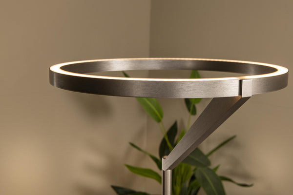 Lucide APPLAUSE dimbare LED-vloerlamp Ø 33 cm, 2700–4000 K, ijzergrijs