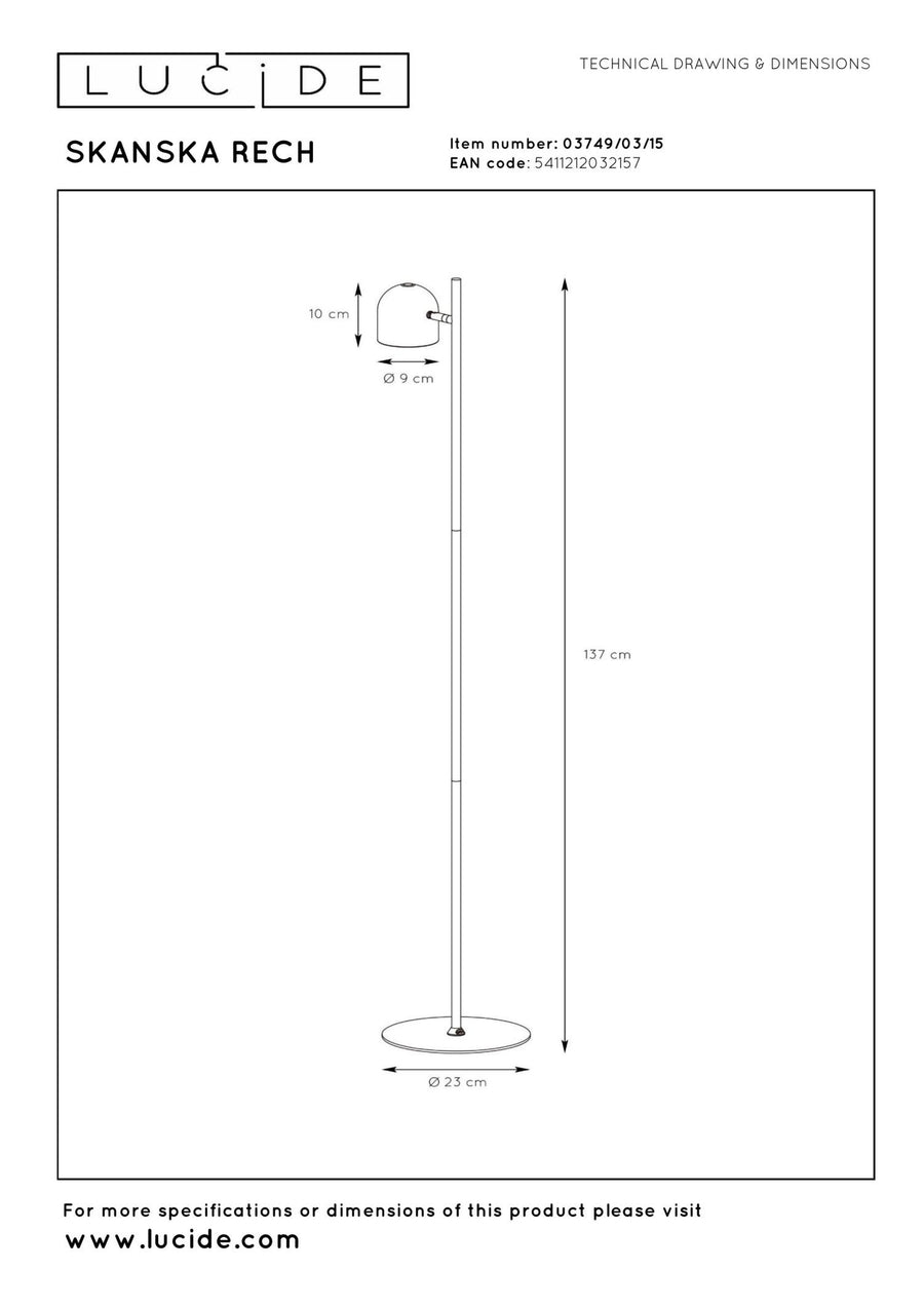Lucide SKANSKA RECH oplaadbare LED-vloerlamp voor binnen en buiten met dimfunctie, Ø 23 cm, 3 W, IP44, ijzergrijs