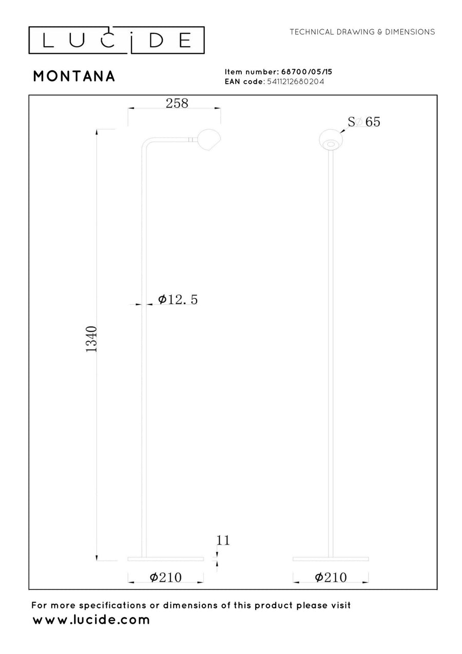 Lucide MONTANA dimbare LED-vloerlamp 6,3 W, ijzergrijs