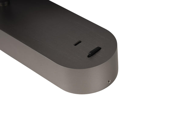 Lucide MONTANA LED-wandlamp met USB-poort, 6 W, 2700–4000 K, ijzergrijs