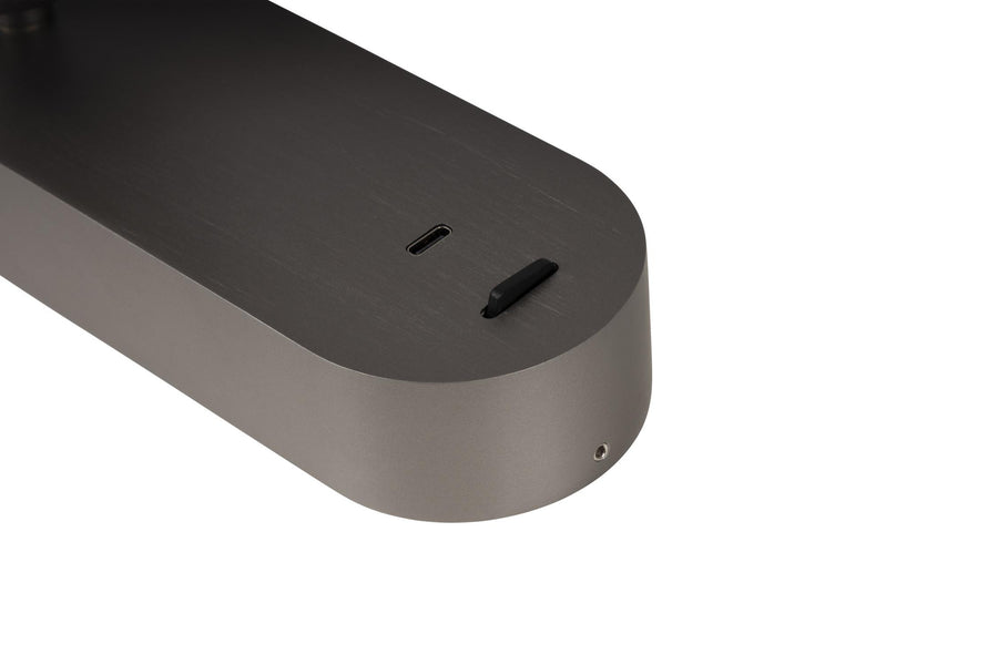 Lucide MONTANA LED-wandlamp met USB-poort, 6 W, 2700–4000 K, ijzergrijs