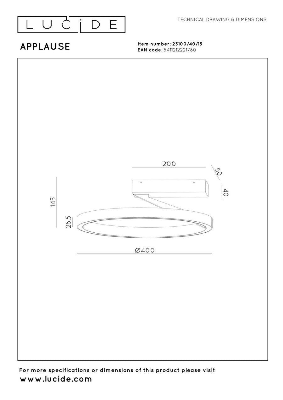 Lucide APPLAUSE dimbare LED-plafondlamp Ø 40 cm, 26 W, 2200–4000 K, ijzergrijs