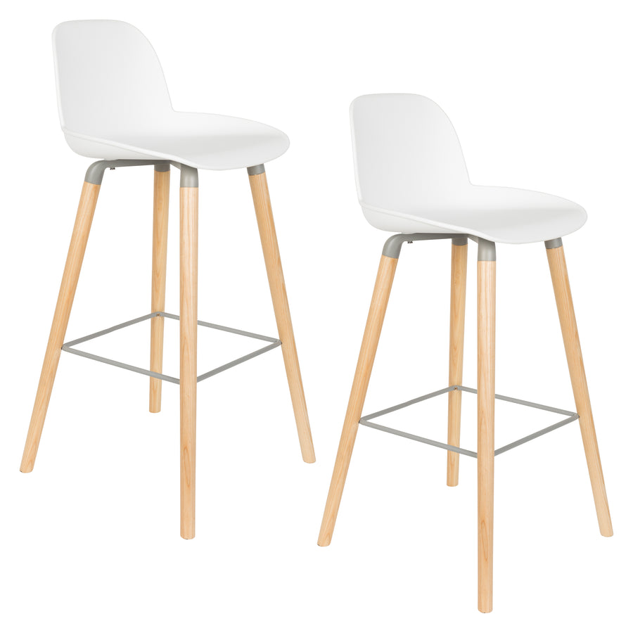 Albert kuip barkruk rugleuning 75 cm wit (set of 2)