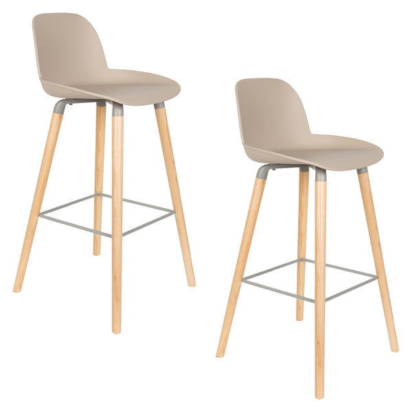 Albert kuip barkruk rugleuning 75 cm taupe (set of 2)
