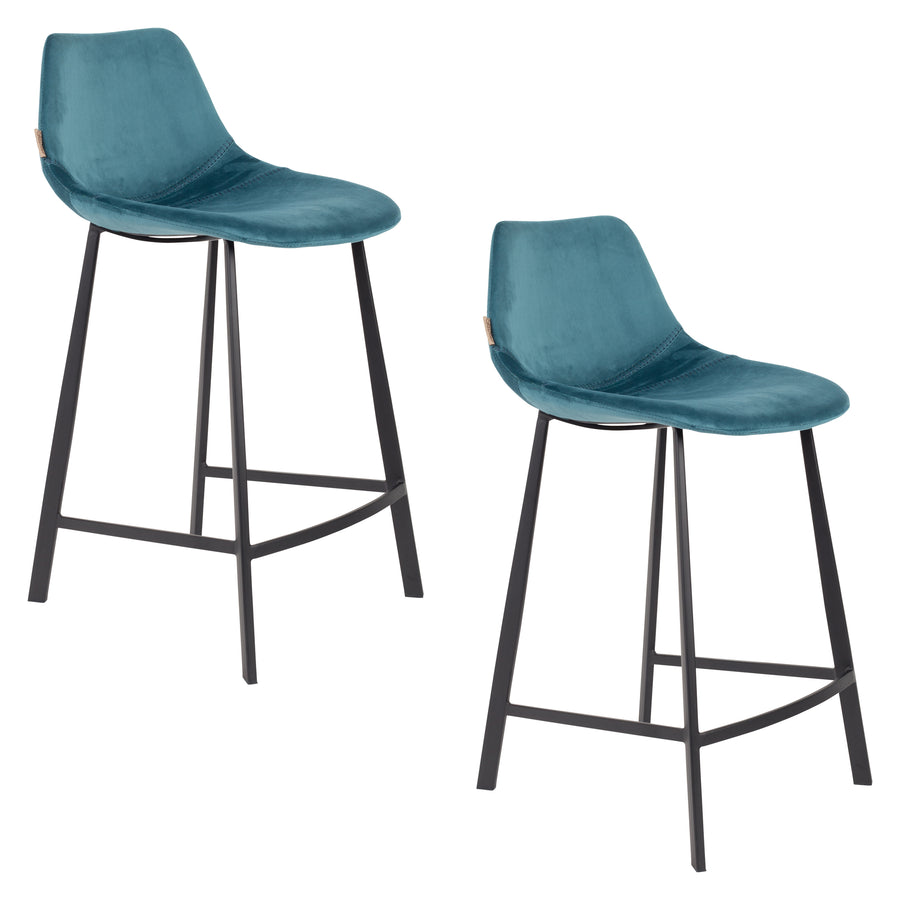 Franky barkruk rugleuning 65 cm blauw (set of 2)