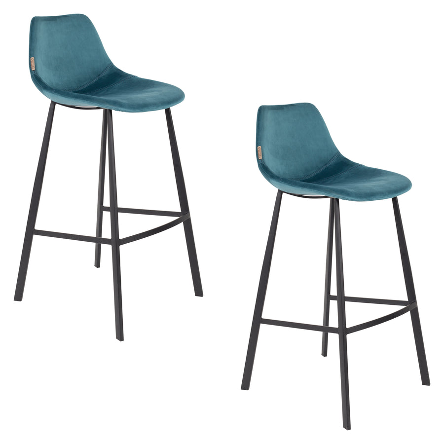 Franky barkruk rugleuning 80 cm blauw (set of 2)