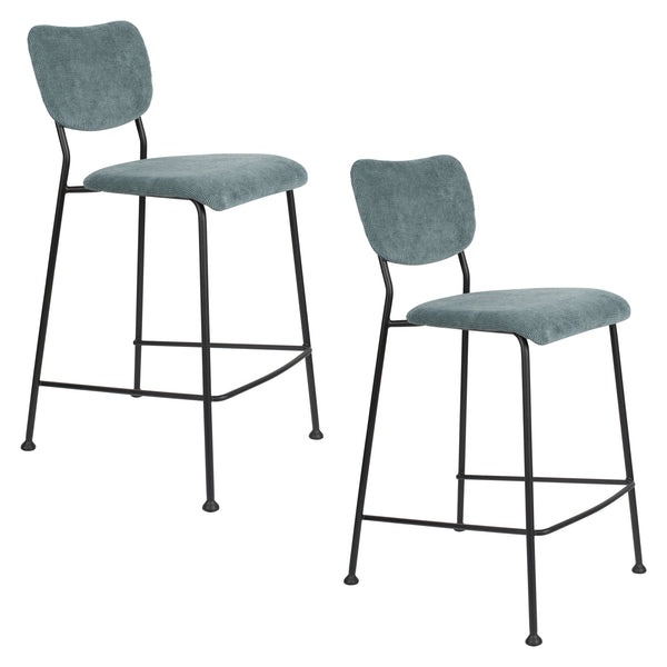 Benson barkruk rugleuning 64,5 cm grijs/ blauw (set of 2)