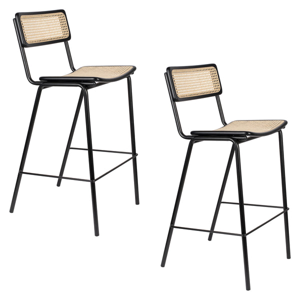 Barkruk Jort Zwart/Naturel (set van 2)
