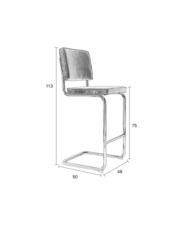Barkruk Ridge Rib Zwart 7a