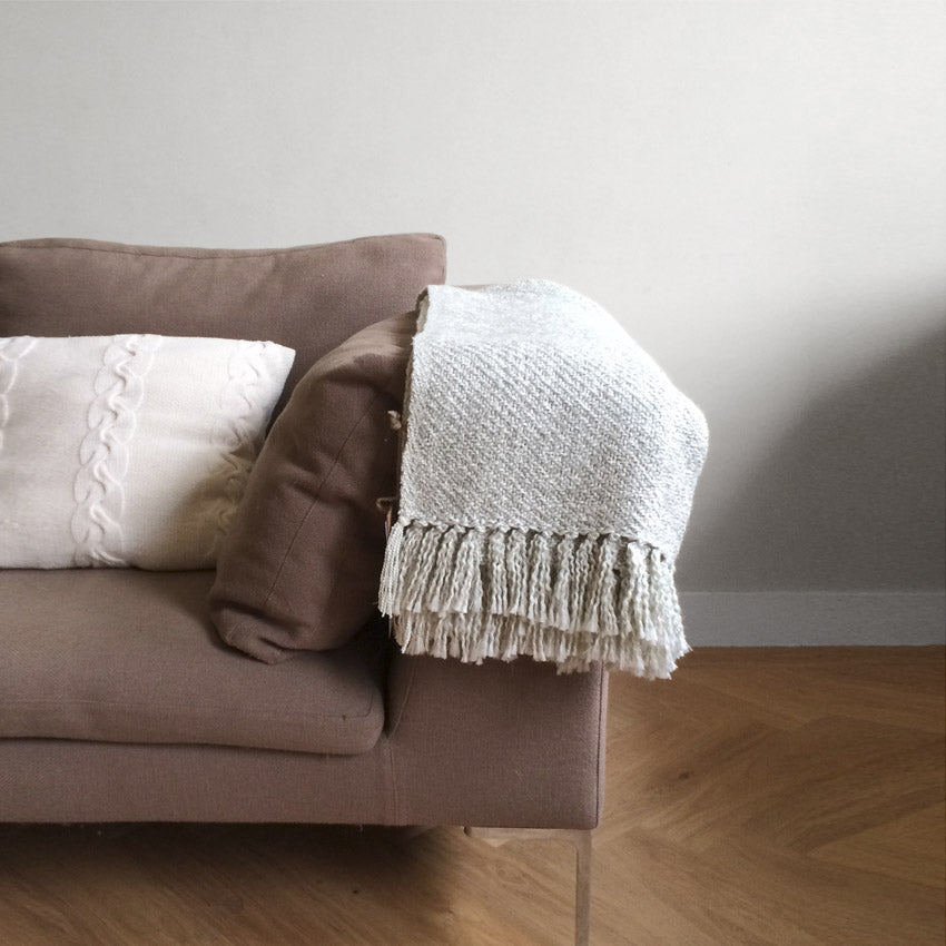 Malagoon plaid mélange - lichtgrijs - 125x150cm