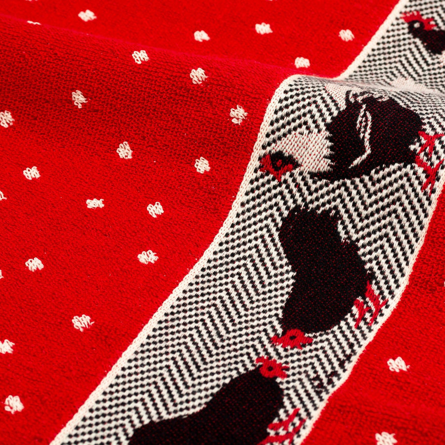 Kitchen Towel Chickens Red
