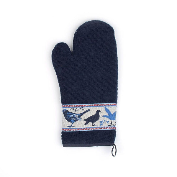 Oven Glove Birds Dark blue