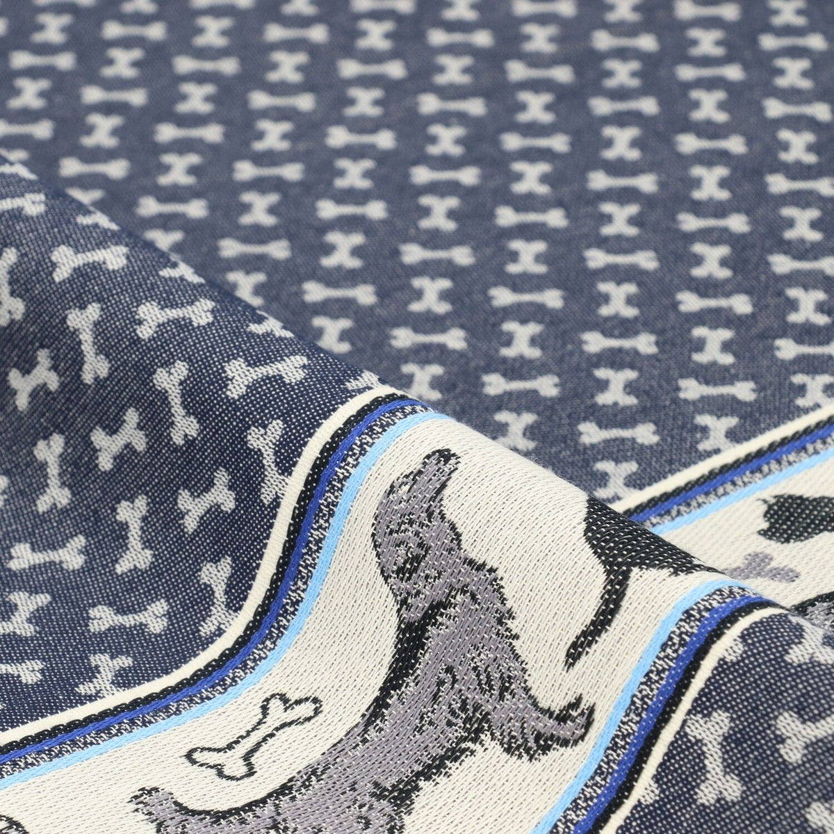 Tea Towel Dogs Dark Blue